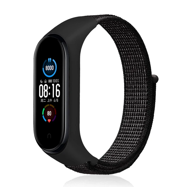 Nylon Strap For xiaomi mi band 6 Bracelet watchband pulsera correa Strap Miband Bracelet Wristband Sport loop Mi band 5 4 3 Reflective black 6