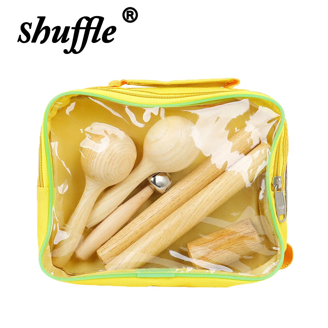 Orff Four-Piece Set Solid wood Rhythm Sticks Finger Sand Tubes Single Stick Bell Wooden Sand Hammer Percussion Children's Gift