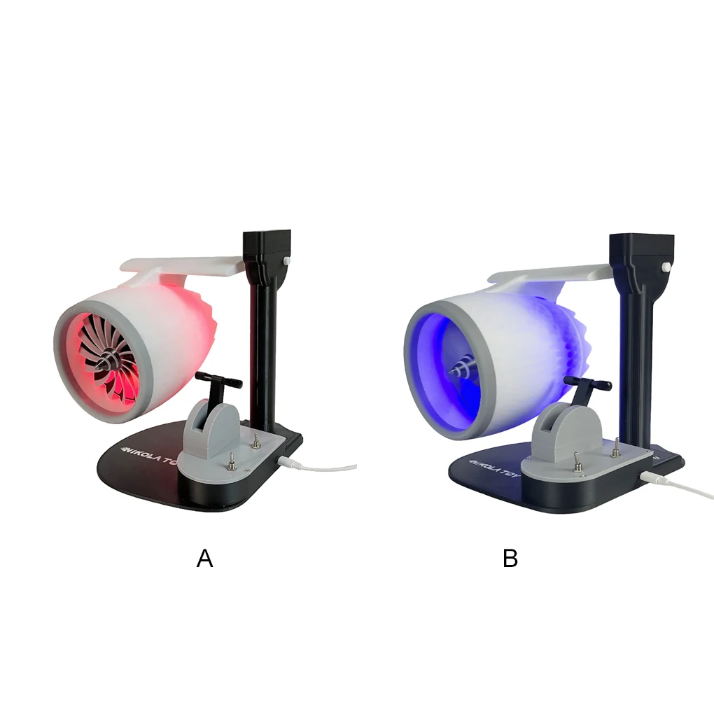 USB JetFan Desktop Turbofan Engine Fan Blue Light Upgraded Version with Humidifier and Blue Tail Light Decoration