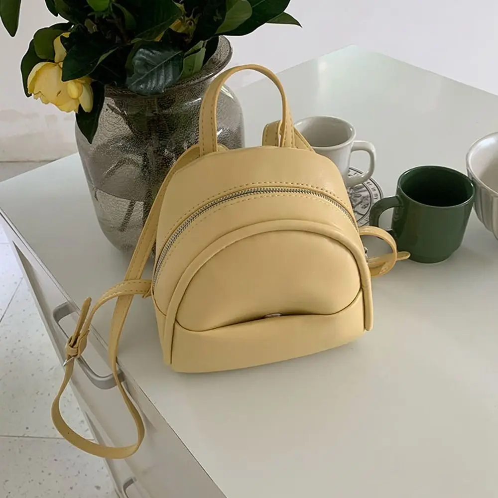 Simple Cute Small Backpack Pu Leather Travel Backpack Pu Shoulder Bag Large Capacity School Bag Outdoor