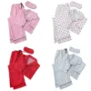 Women'S Pajama Set Long Sleeve Button Pajamas Two Piece Set Striped Sleepwear Casual Set With Eye Sexy Nightwear Women 2
