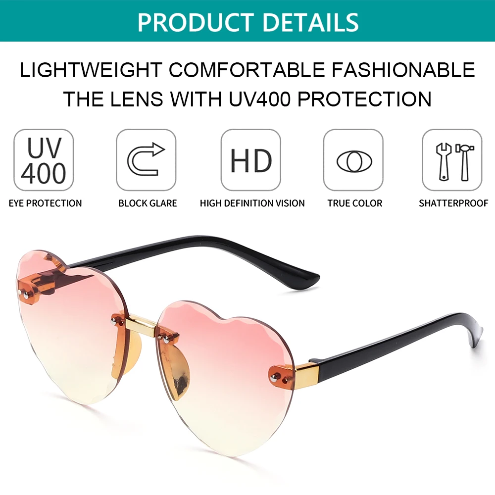 1-8T Kids Heart-shaped Ocean Lenses UV 400 Protection Outdoor Sunglasses for Girls Boys