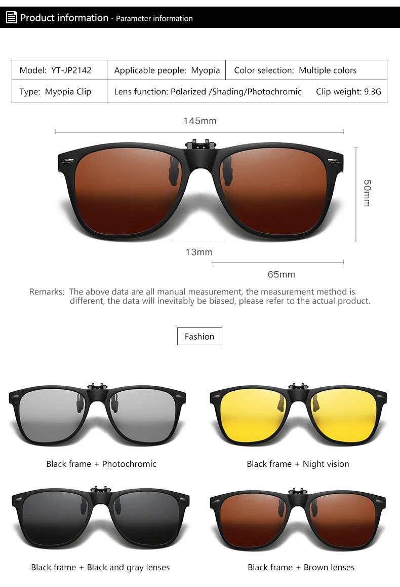 New TR90 Polarized Flip Up Clip on Sunglasses Men Women Photochromic Sunglasses Night Vision Anti Glare Driving Fishing_voghion.com