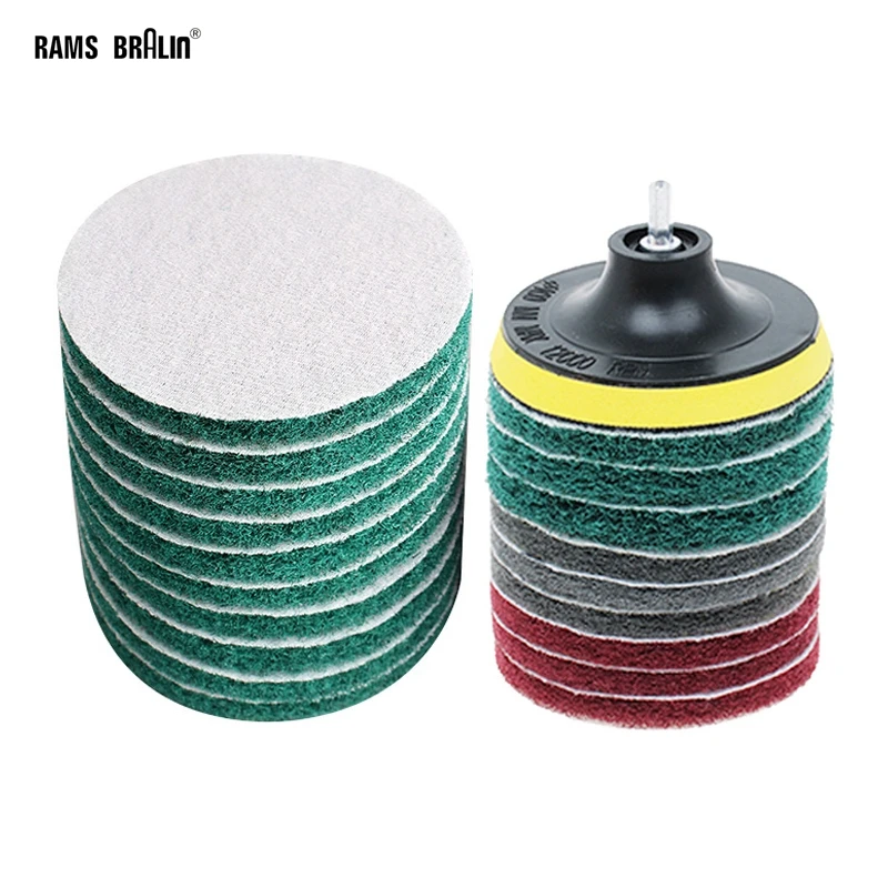 30 Stück Drill Clean Pad Vlies Schleif scheibe grob bis fein Schnellwechsel-Scheuer schwamm