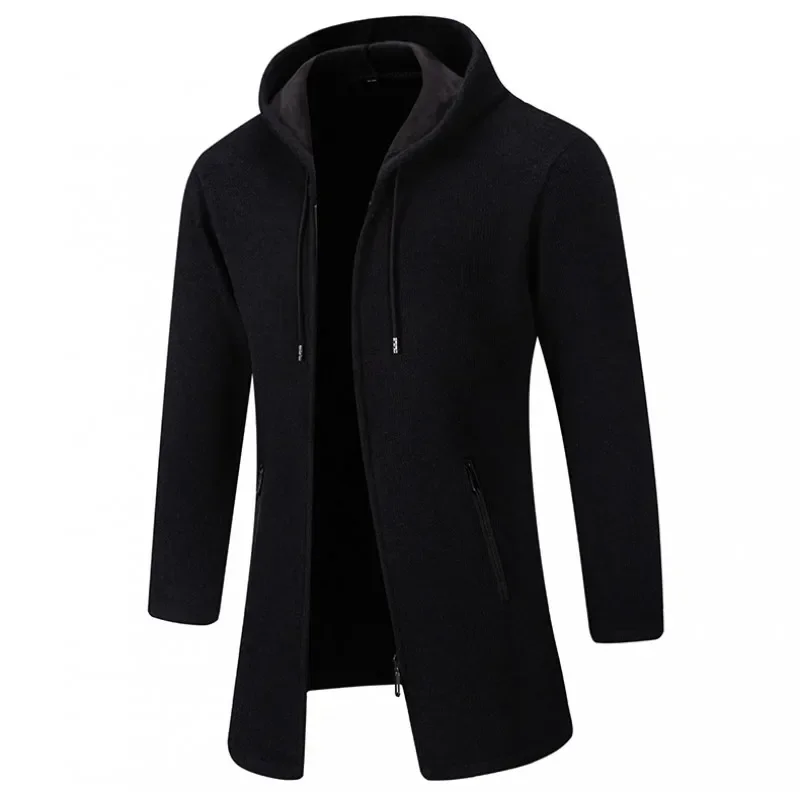 Autumn Winter Men's Casual Knitted Coat New Velvet Padded Jacket Male Hoodies Warm Jumper Fashion Zipper Mens Cardigan