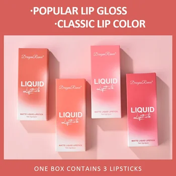 3 PCS Liquid Lipsticks Set Long Lasting Make Up For Women Korean Beauty Cosmetics Matte Lipsticks Waterproof Long lasting 2