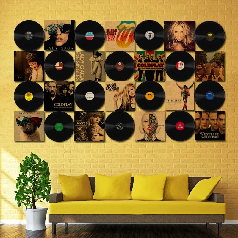 Black vinyl record poster wall decoration loft industrial style store bar coffee shop personalized background wall decoration