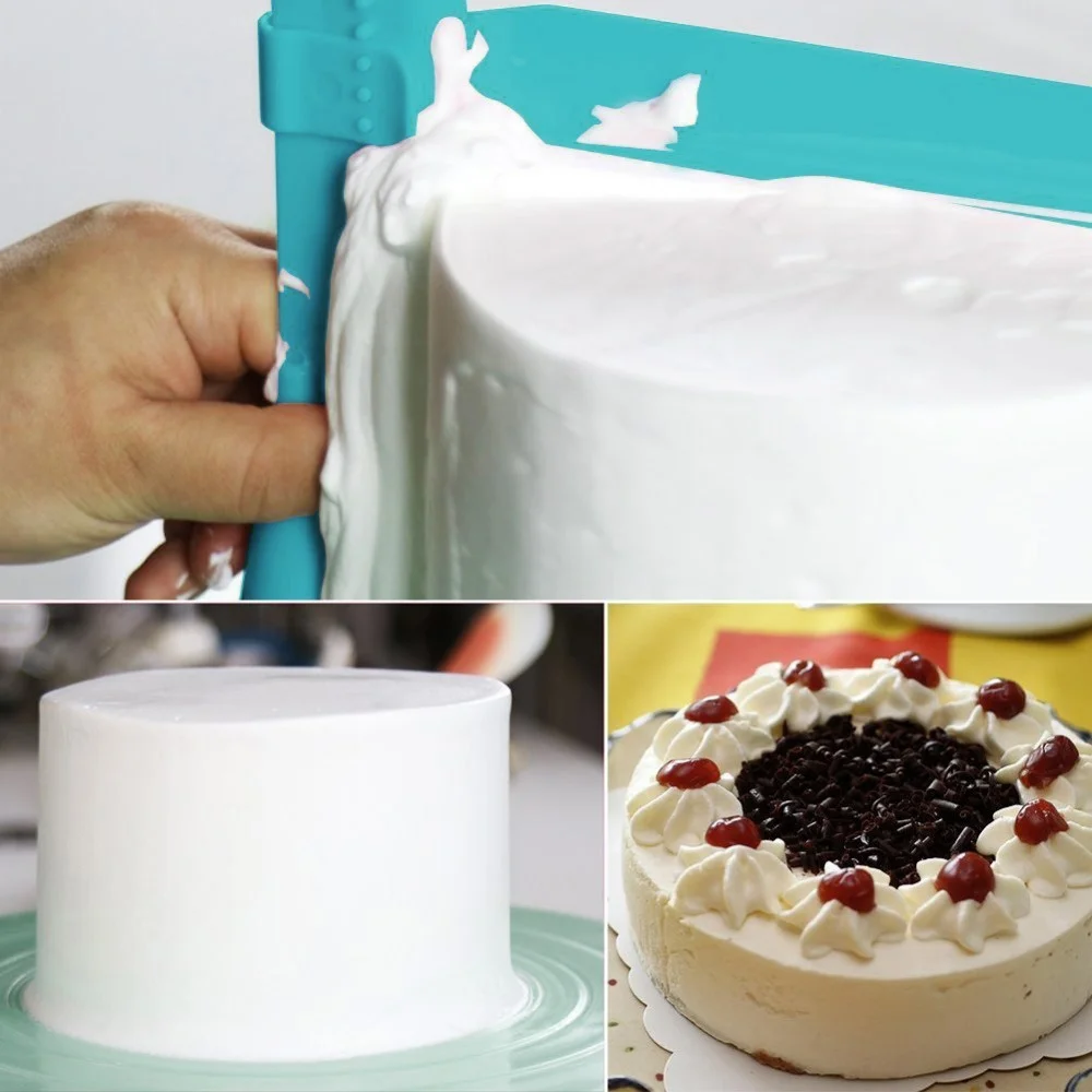1X Adjustable Cake Scraper Baking Sharp Angles Metal Cake Edge Smoother  Tool