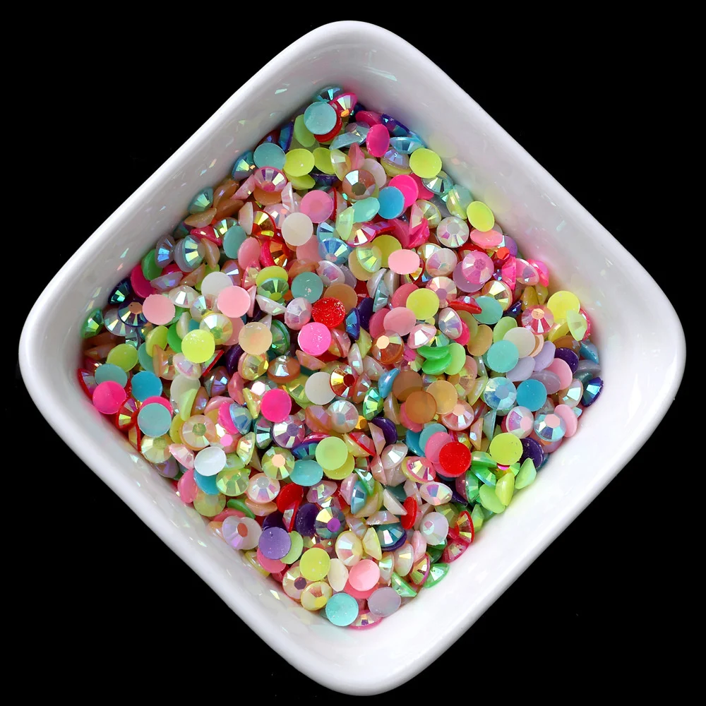 Wholesale Jelly Color Transparent AB Faceted FlatBack Resin Rhinestones for Nail Art and Garment Decoration