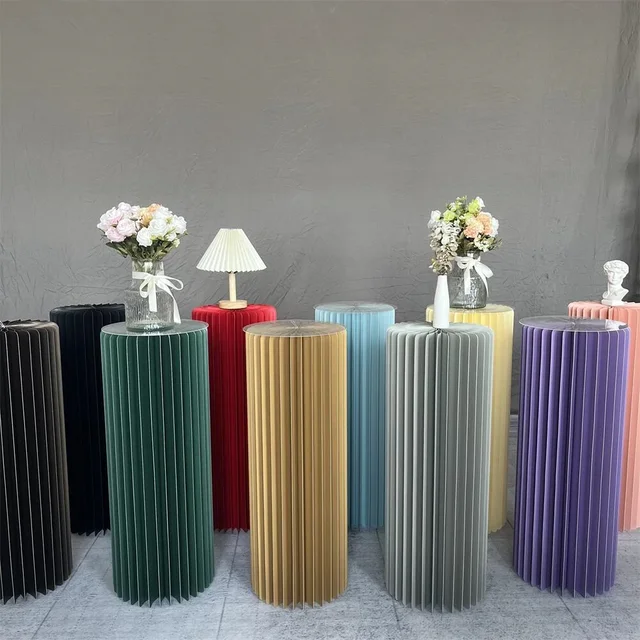 Folding Paper Roman Column Ornaments Party Wedding DIY Decoration Dessert Cake Table Stand Columns Decoration Display Stand 5