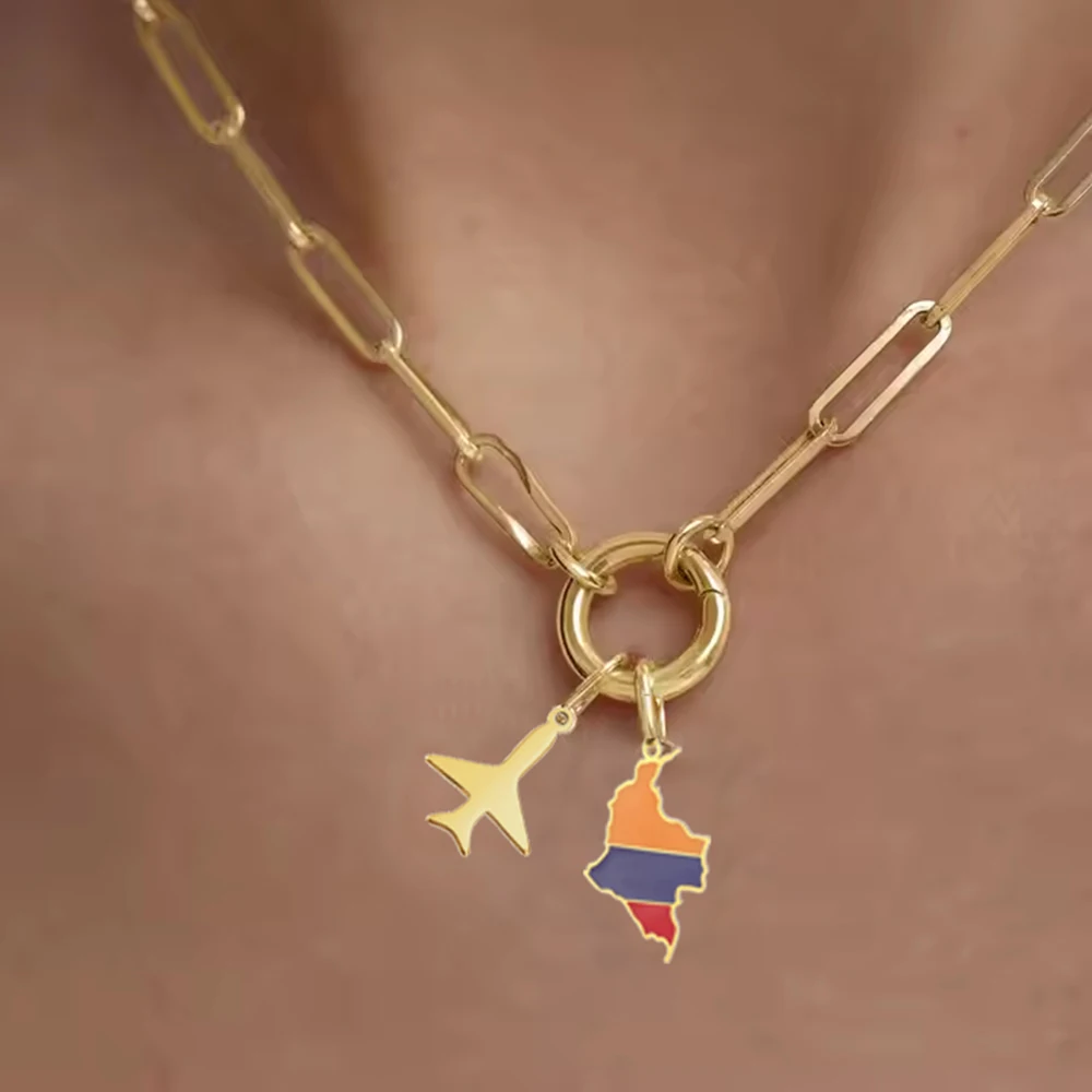 Großhandel Kolumbien Karte Flagge Charms Tropf Öl Land Karte DIY Charms für Schmuckherstellung – Detail 2