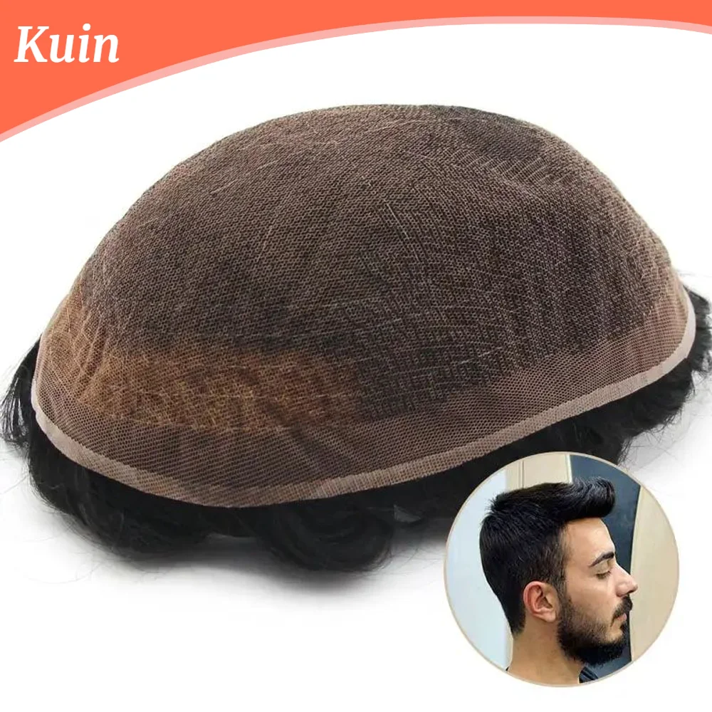 

Men Toupee Replacement Systems Human Hair Indian Hairpieces New Full Lace Base Men's Wig Breathable Durable Capillary Prothesis