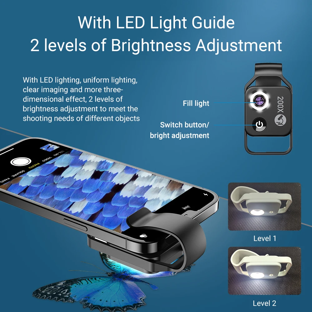 Professional 200X Phone Microscope Lens with Clip for Detailed Observations and Appraisals