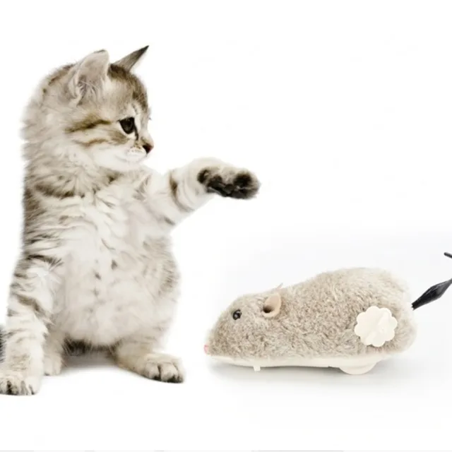 Cat Toy Lifelike Funny Running Rat Clockwork Mice Battery Free Durable Indoor Cats Interactive Plush Pets Kids Toys Random Color 2