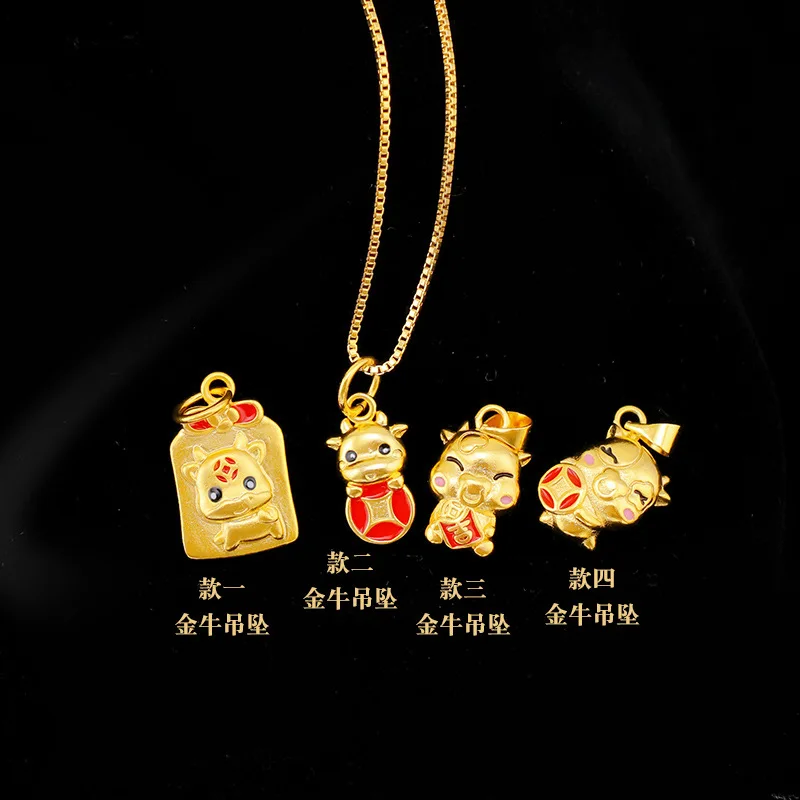 

European Fashion Luxury Goods Gold Calf Necklace for Women 14K Yellow Gold Exquisite Sweet Romantic Fairy Gifts