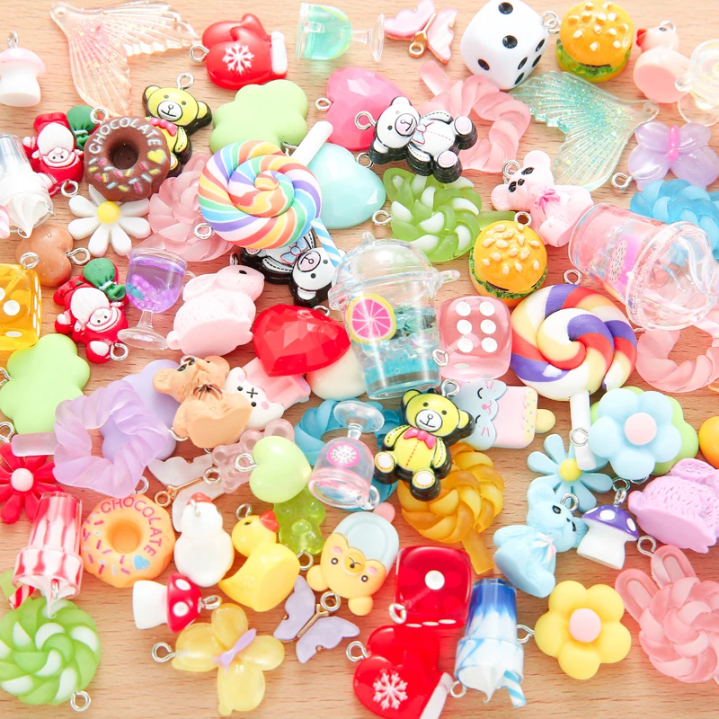 5-10Pcs Mix flower rabbit Duck Animals Sieve Resin Earring Charms