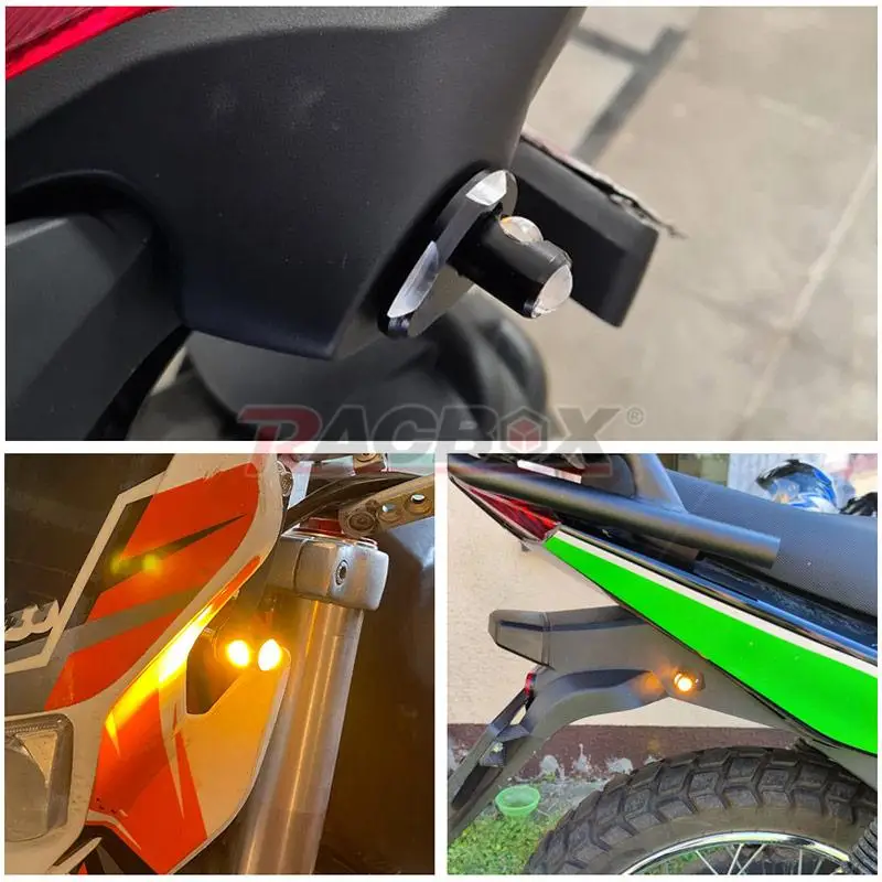 CNC Aluminum Motorcycle Turn Signal Lights Mini LED Indicator Amber Flasher Lamp Daytime Running Light License Number Plate Lamp images - 6