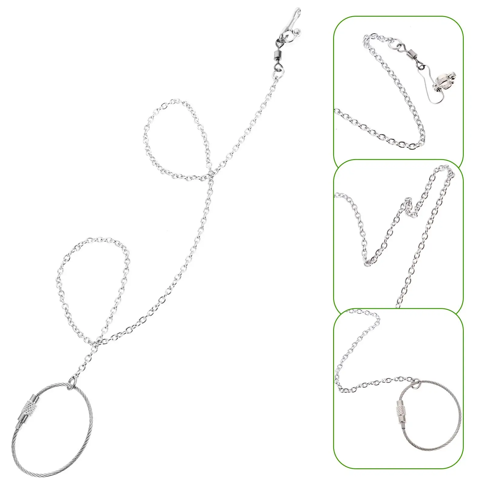 Stainless Steel Bird Chain Parrot Foot Lightweight Rust Resistant Swivel Buckle Parakeet Leash Cockatiel
