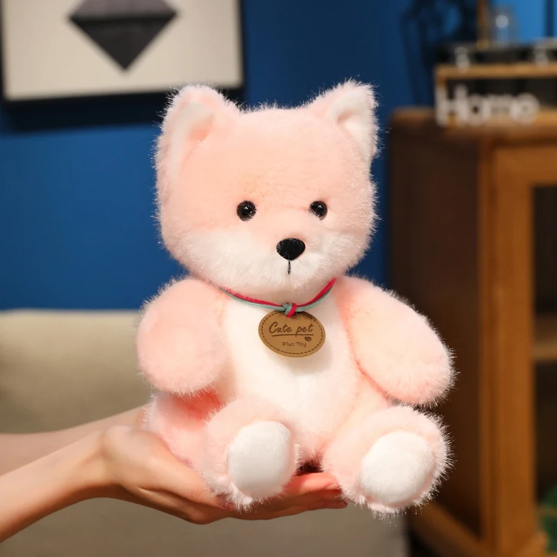 Cartoon Medal Fox Plush Toys High Quality Fluffy Handmade Fox Doll Lovely Warm Kids Companion Desktop Pets Kawaii Home Decor