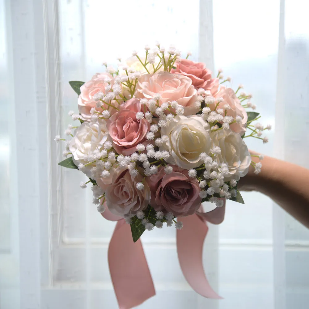 Romantic Bouquet Bride Bridal Bouquets Bridesmaid Bouquet Artificial Flowers Outdoor Weddings & Indoor/Outdoor Photo Shoots