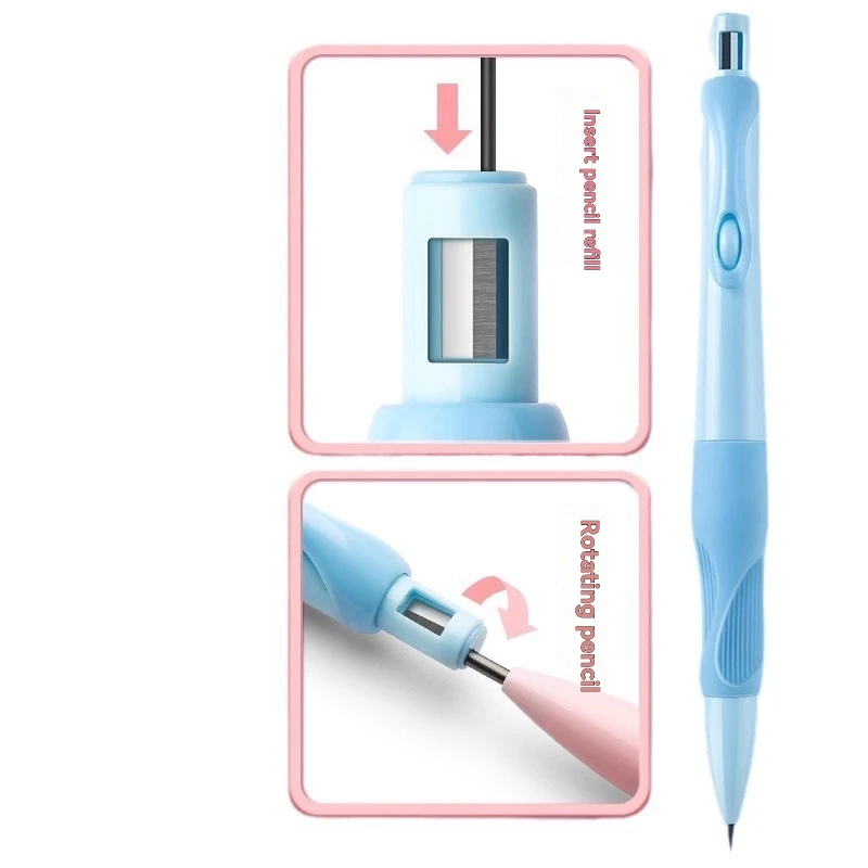 새로운 2.0mm 기계식 연필 세트 4PCS 다채로운 연필 + 리필심 + 지우개 + 샤프너 학교 미술 스케치용 문구 세트