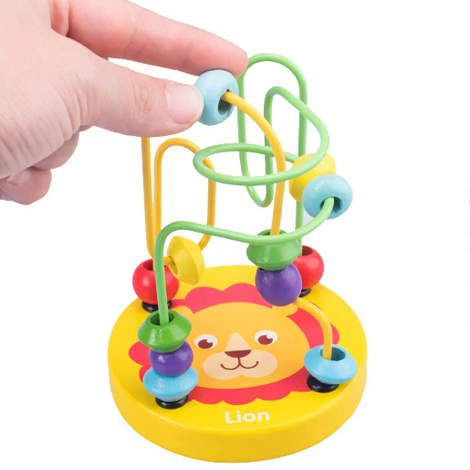 Baby Montessori Educational Math Toy Kids Circles Bead Wire Maze Roller Coaster for Children Montessori Wooden Toys Wood Puzzles 4
