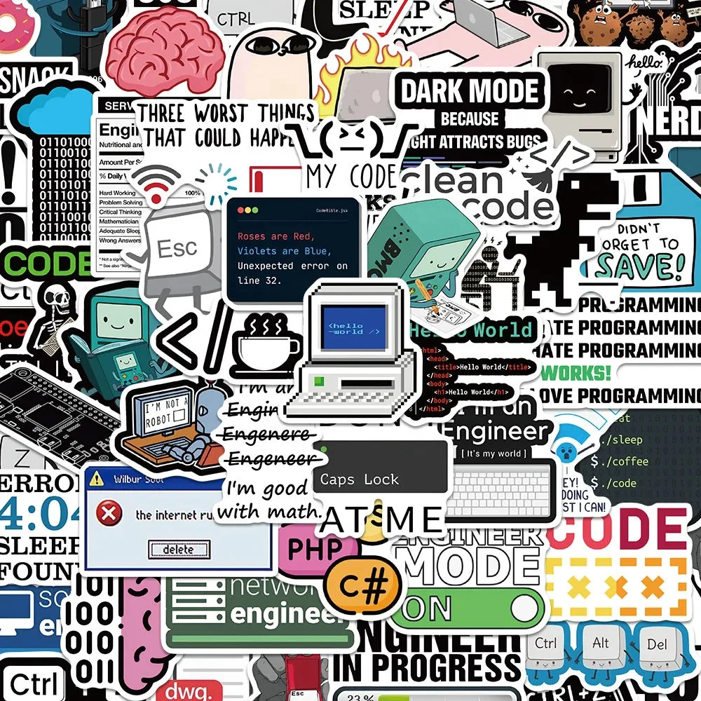 

10/30/50pcs Funny Internet Programmer Meme Stickers Cute Cartoon Decoration Decals DIY Laptop Phone Notebook Vinyl Sticker Gifts