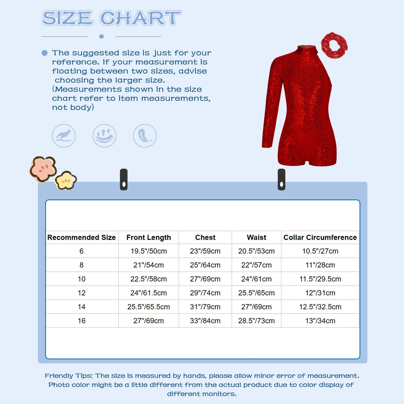 TiaoBug Kids Girls Jazz Dance Bobysuit Leotard Outfit One Shoulder Long Sleeve Shiny Invisible Zipper Back with Sequins Hair Tie