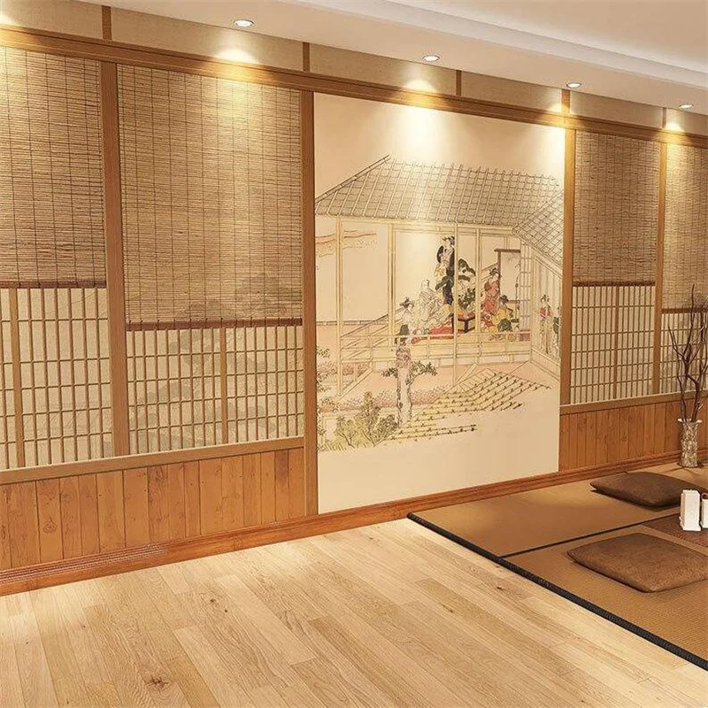 Custom Japanese Style Blossom Traditional Costume Beauties Mural for Sushi Restaurant Industrial Decor Wallpaper 3D