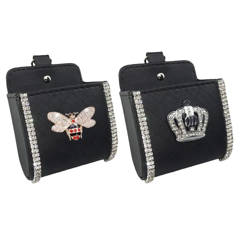 Borsa Portaoggetti Per Auto Presa D'Aria Cruscotto Tidy Hanging Leather Organizer Box Cuciture Fini Auto Air Vent Hanging Storage Case Holder