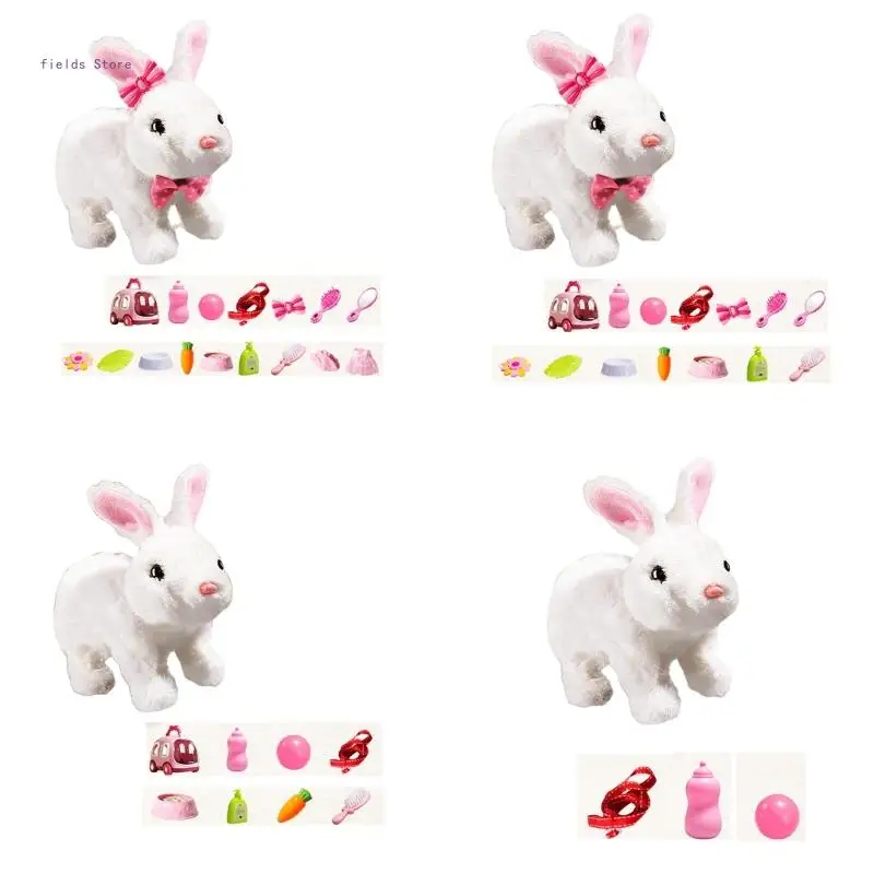 Realistic Walking Rabbit Furry Plush Animal Electronic Pet Girl Educational Toy