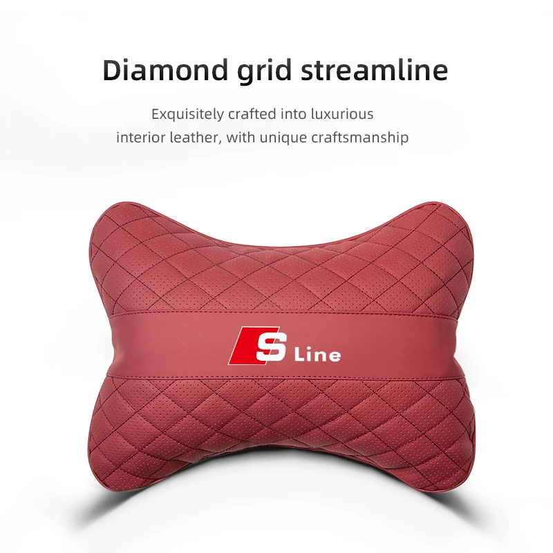 Car Seat Headrest Auto Logo Neck Pillow Lumbar Cushion For Audi Sline S7 S4 S6 SQ5 SQ7 A3 A4 A5 A6 A7 A8L Q3 Q4 Q6 Q