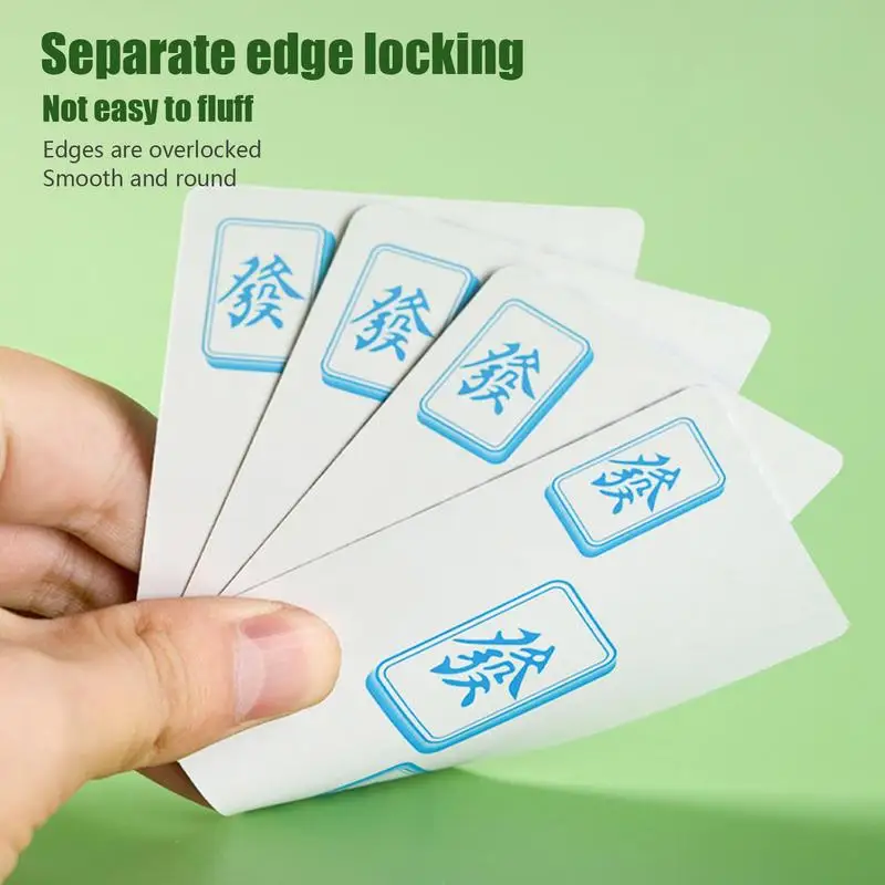 Portable Mahjong Set Non-Sticky Multipurpose Mahjong Cards Mahjong Card Game With 144 Cards 2 Dice For Home Thickened Mahjong 4