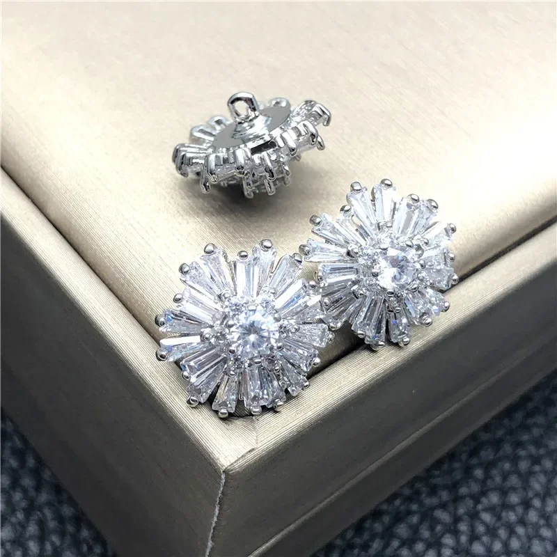 모조 다이아몬드 크리스탈 모피 버튼, 큐빅 지르코니아 버튼, 코트용 장식 CZ 재봉 버튼, 캐시미어 니트 가디건, 로트당 5 개