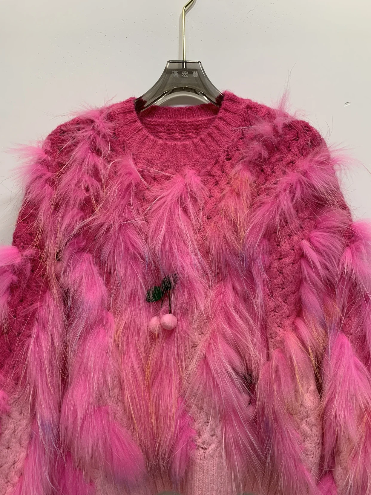 2022 Autumn and Winter New Fox Fur Splicing Knitwear Pullover Wool Sweater Female Raccoon Fur Woven Fake Fur Coat Top Women