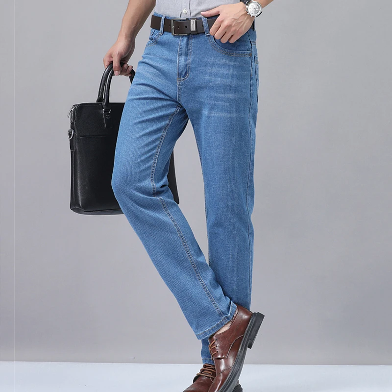 Straight Business Soft Fashion Men's Denim Jeans Thin Summer New High Quality Pants New Arrivals Dropship High Quality Pants 2