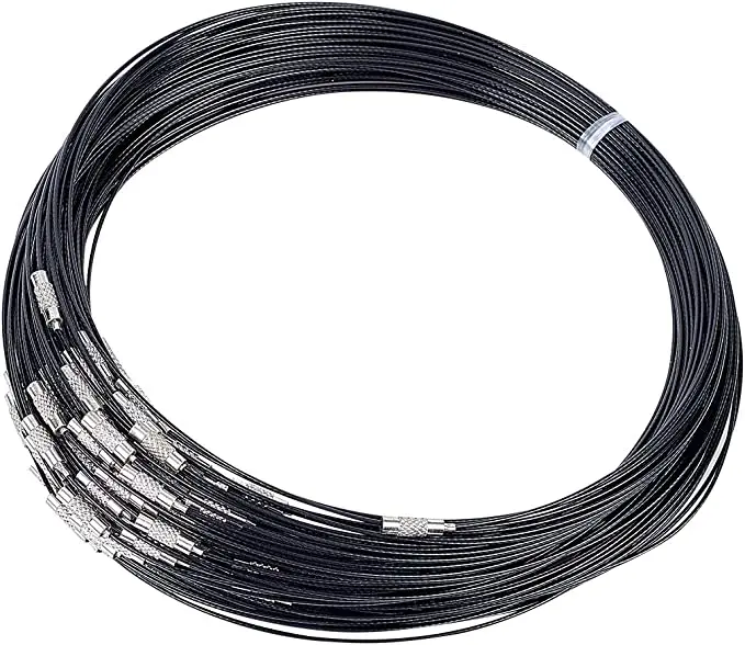 10 Stücke 46 cm Stränge Edelstahl Draht Halskette Armbänder Schnur Mit Schraubverschluss DIY Handwerk Frauen Halsband Schmuck Machen Großhandel – Detail 1