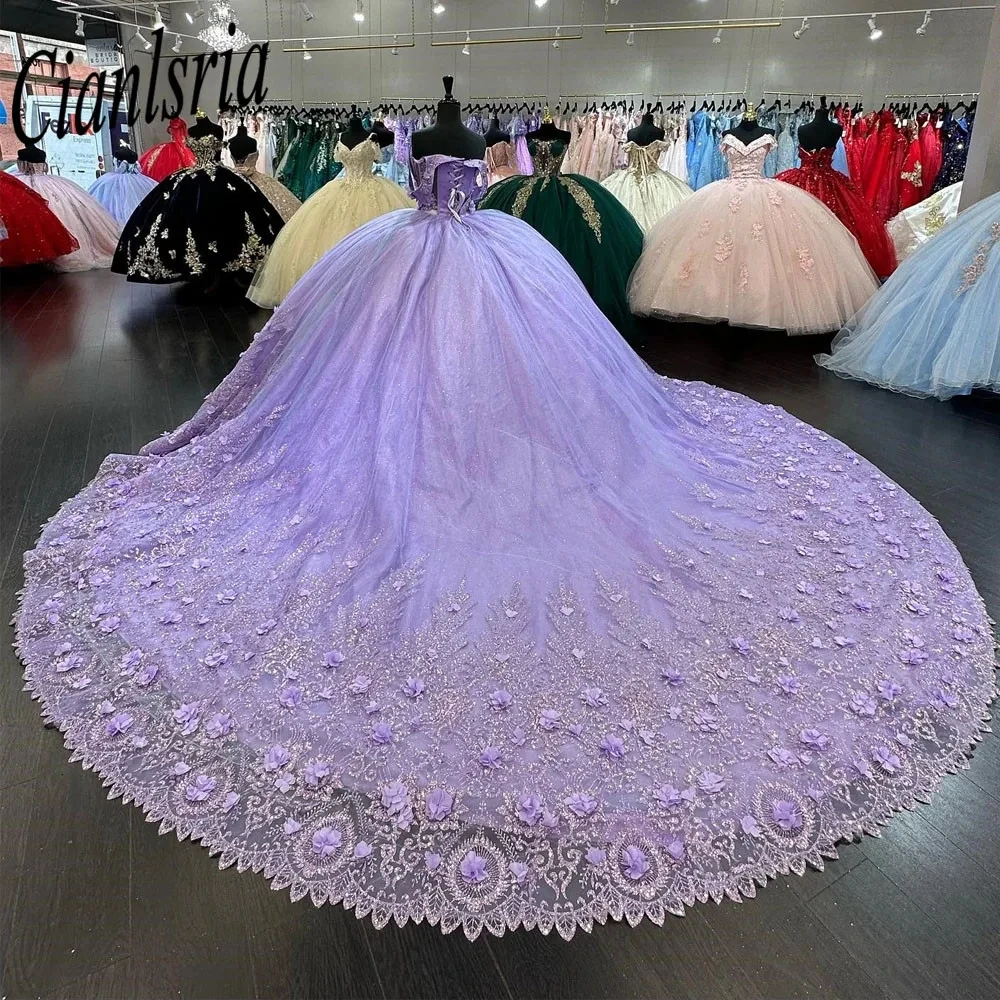 

Light Purple Quinceanera Dress Sparkly Beading Sequin Vestidos De 15 Años Quinceañera XV Brithday Sweet 16 Dresses Ball Gown