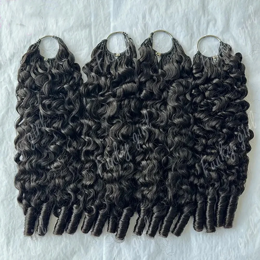 24 Inch Burmese Curly Crochet Knotless Pre-Separated Natural Black Kinky Curly Feather Crochet Hair Extensions For Braiding 1