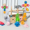 Children Toolbox Wooden Toys Pretend Play Set Nut Disassembly Screw Assembly Simulation Repair Games Educational Sensory Toys 3