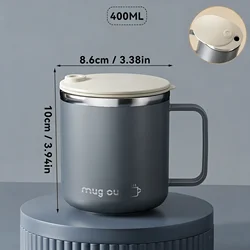Stainless Steel Insulated Thermal Tumbler with Sliding Lid and Handle - Leak - proof Coffee Mug for Hot and Cold Beverages (Grey)