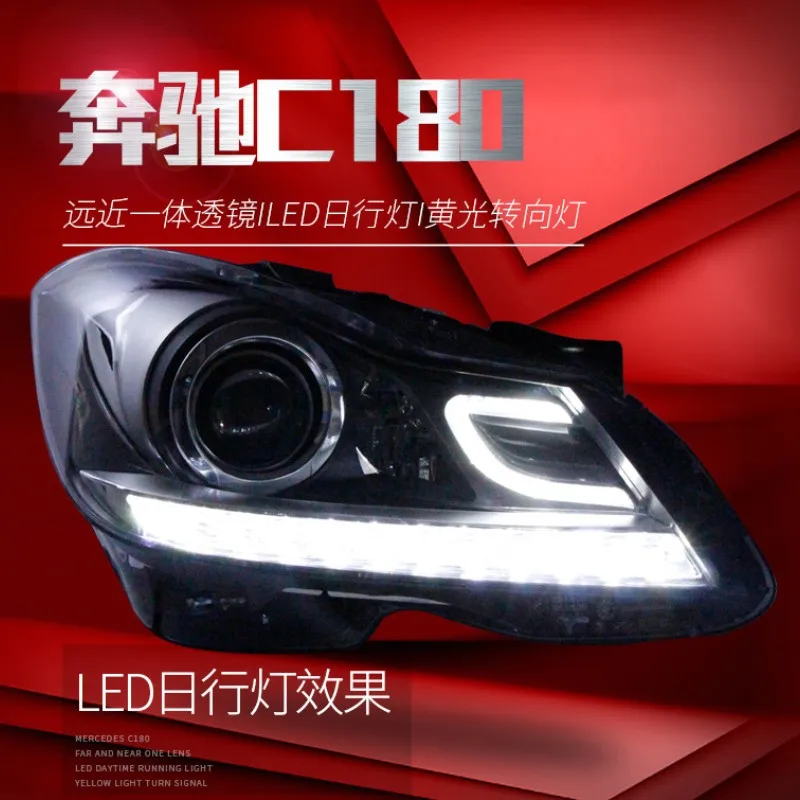 

Headlight For BenZ W204 C-Class C180-200 Modified LED HeadLamp Dual Beam Lens and Far and Near One Xenon Lamp