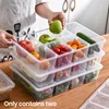 2 Pack Divided Vegetable Trays With Lids, Compartment Refrigerator Snack Boxes, Transparent Refrigerator Storage Boxes 1