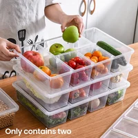 2 Pack Divided Vegetable Trays With Lids, Compartment Refrigerator Snack Boxes, Transparent Refrigerator Storage Boxes 1