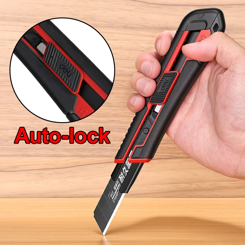 ABS 플라스틱 바디의 헤비듀티 유틸리티 나이프 - 블랙 SK2 블레이드, 18mm 칼날, 산업 및 건설용으로 날카롭고 내구성이 뛰어남