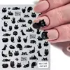 2pcs Black Cat Nail Stickers 3D Cute Cartoon Animal 3D Self-Adhesive Nail Art Decals Sliders Decorations Manicure Accessories 1
