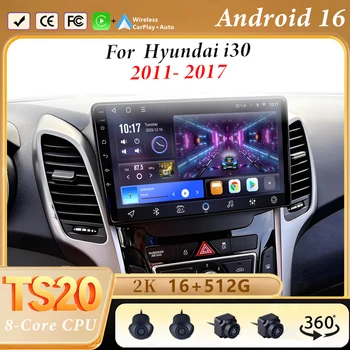 Autoradio Android 16 per Hyundai I30 GD Elantra GT 2011-2017, Lettore Multimediale per Auto con GPS, Navigazione e Bluetooth