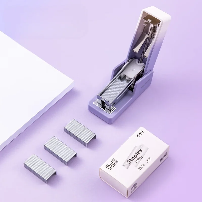 Deli Office Mini Stapler With Staples Paper Binding Tools Mini Stapler Staples Paper Binder Stationery Office Binding Tools push stapler mini stapler set hand stapler