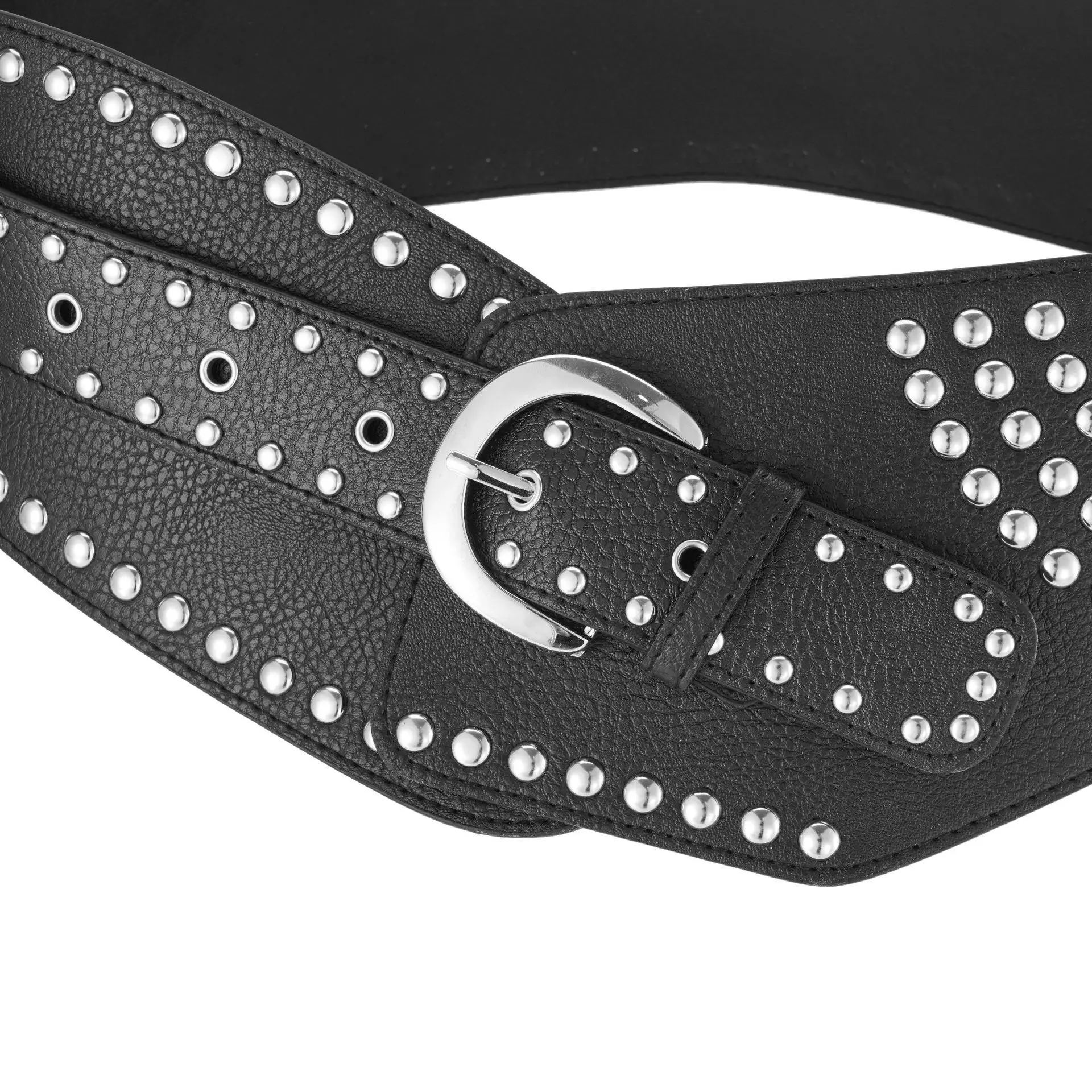 Wide waistband for women with luxury sense fashionable versatile decoration paired with skirt trendy rivet leather belts pu leather belts