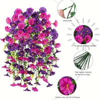 2pcs UV-Resistant Artificial Morning Glory & Eucalyptus Hanging Decor - Perfect for Home, Garden, Weddings | Versatile Outdoor 2